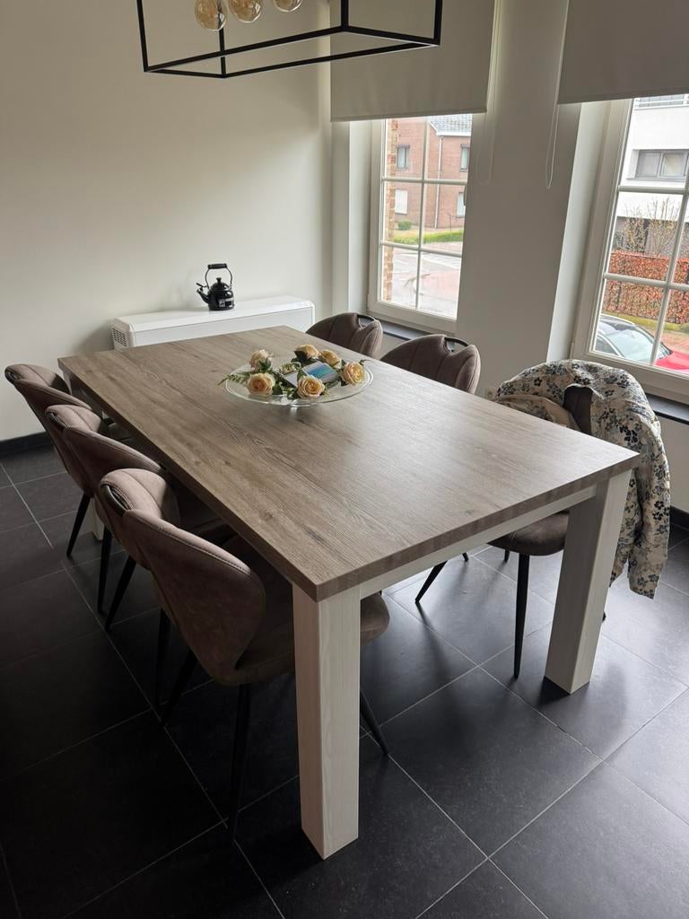 Landelijke eettafel met 6 stoelen – zeer goede staat, Maison & Meubles, Tables | Tables à manger, Comme neuf, Enlèvement