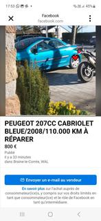 PEUGEOT 207CC CABRIOLET BLEUE, 12/2008, 110000 KM. À RÉPARER, Particulier, Achat