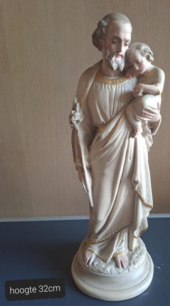 Antiek beeld Heilige Jozef met Jezus, Antiek en Kunst, Ophalen