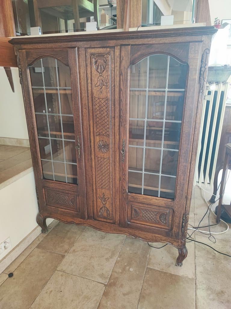 Vitrine / buffet chêne massif ancien - style Art Nouveau - 1, Enlèvement
