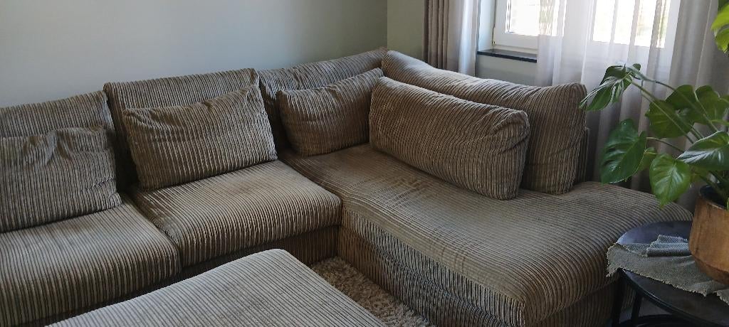 hoeksalon, ribfluweel, 2 jaar, zeer mooi, Huis en Inrichting, Ophalen, Zo goed als nieuw, Stof, Lounge, comfy