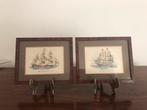 Set van 2 lijsten kaders historische zeilschepen adhter glas, Enlèvement ou Envoi