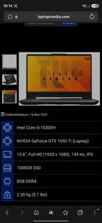 Asus tuf f15 i5 gaming laptop, Computers en Software, Ophalen, Met videokaart, Asus, 15 inch
