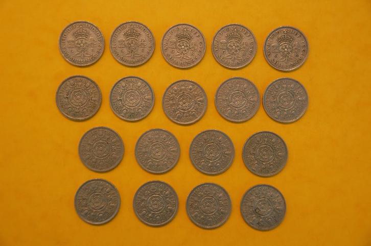GB : 18 VERSCHILLENDE 2 Shilling  1954-1967, Postzegels en Munten, Munten | Europa | Niet-Euromunten, Setje, Verzenden
