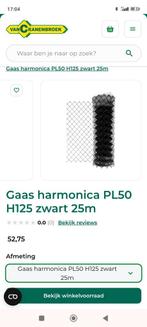 Nieuwe zwarte harmonicadraad op rol 18 meter,125cm hoog, Tuin en Terras, Ophalen