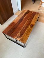 Salontafel acaciahout, Métal, 100 à 150 cm, Moins de 50 cm, Comme neuf