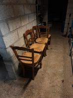 4 eiken stoelen in eik met rieten zit gratis, Brun, Enlèvement, Utilisé, Hoeve stijl