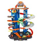 Hot Wheels City Robot T-Rex Ultieme Garage met Racebaan., Ophalen of Verzenden, Zo goed als nieuw, Racebaan, Hot Wheels