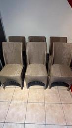 6 stuks eetkamerstoelen, Ophalen, Gebruikt, Bruin, Riet of Rotan