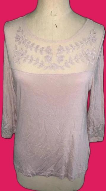 Lichtroze blouse met kanten details, maat large, Nieuw 