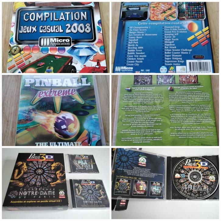 Lot 4 Arcadegames voor PC/CD-ROM - FLIPPERKAST en 3D-PUZZELS, Games en Spelcomputers, Games | Pc, Zo goed als nieuw, Ophalen of Verzenden