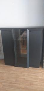 Zwarte vitrine kast met verlichting.Zie foto's., Ophalen, Gebruikt, Overige houtsoorten