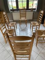 6 chaises vintage en pin massif, Vijf, Zes of meer stoelen, Gebruikt, Hout, Ophalen