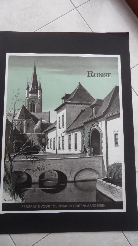 Affiche pour la ville de RONSE de 1960, Collections, Marques & Objets publicitaires, Comme neuf, Panneau publicitaire, Enlèvement