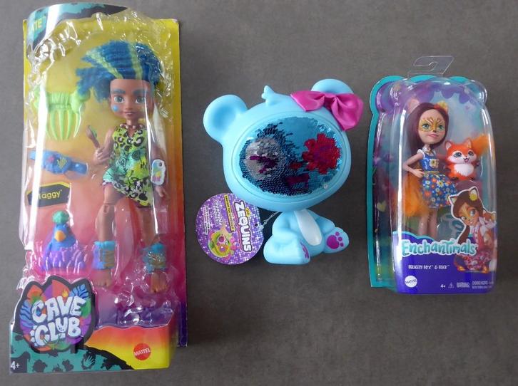 Set van 3 nieuwe poppen: Cave Club, Les Zequins, Enchantimal, Kinderen en Baby's, Speelgoed | Poppen, Nieuw, Overige typen, Ophalen of Verzenden