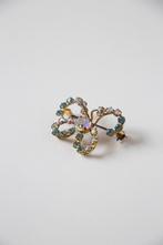 Vintage vlinder broche met strass steentjes, Handtassen en Accessoires, Ophalen of Verzenden, Overige materialen, Broche