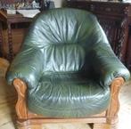 Zetel in groen leder., Huis en Inrichting, Ophalen