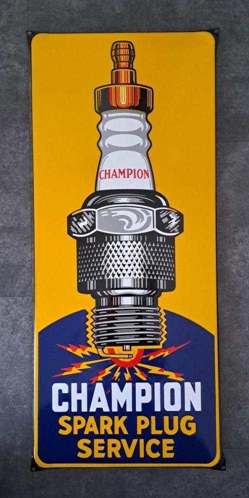 Champion spark plug service emaille bord reclame kado borden, Collections, Marques & Objets publicitaires, Comme neuf, Panneau publicitaire