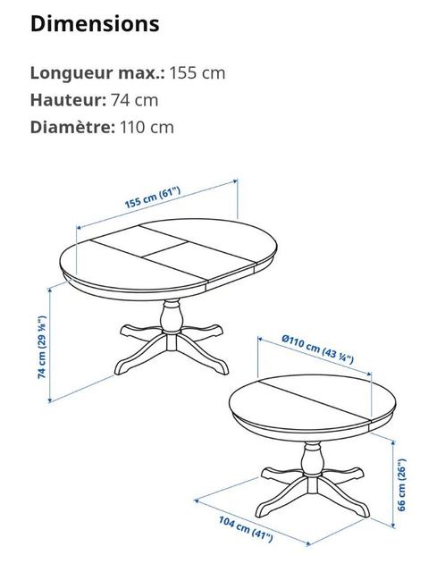 Table ikea "INGATORP", Huis en Inrichting, Tafels | Salontafels, Gebruikt, 50 tot 75 cm, 150 tot 200 cm, 150 tot 200 cm, Rond