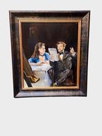 Schilderij De muziekles. Gesign . zie foto's, Enlèvement ou Envoi