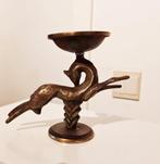 Vintage,kandelaar met hertje messing, brons, Antiek en Kunst, Ophalen of Verzenden