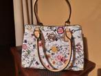 Beige handtas met bloemmotief, Handtassen en Accessoires, Tassen | Damestassen, Ophalen of Verzenden, Gebruikt, Beige, Handtas