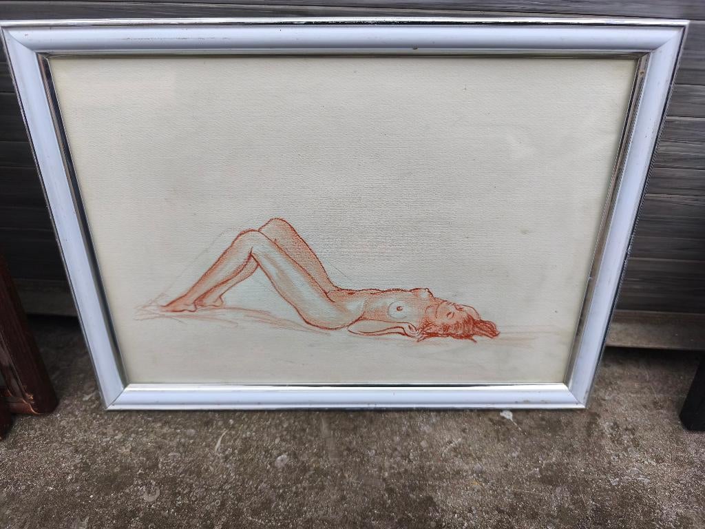 Sanguine femme nue, Antiquités & Art, Art | Dessins & Photographie, Enlèvement ou Envoi