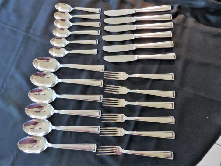 24 couverts ROSTFREI INOX  état pratiquement neuf, Maison & Meubles, Cuisine | Couverts, Comme neuf, Ensemble de couverts, Résiste au lave-vaisselle