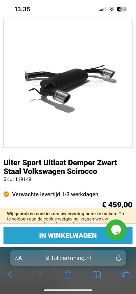 Ulter sport einddemper/uitlaat voor Scirocco/golf, Auto-onderdelen, Uitlaatsystemen, Volkswagen, Nieuw, Ophalen of Verzenden