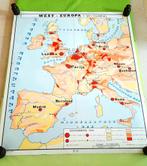 Vintage schoolkaart Europa: bevolk. & verkeerswgn (dubbelz), Ophalen of Verzenden, Aardrijkskunde