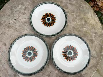 3 grote platte borden Boch Delta Capricio oranje (1966) beschikbaar voor biedingen