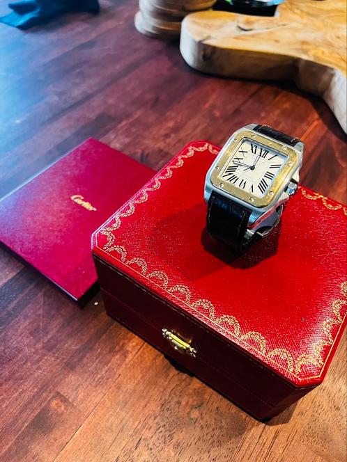 CartierSantos 100 xl goud/staal, Handtassen en Accessoires, Horloges | Heren, Zo goed als nieuw, Polshorloge, Overige merken, Goud