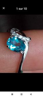 Sterling zilveren ring met natuurlijke blauwe topaas, Handtassen en Accessoires, Ringen, Blauw, Nieuw, Ophalen of Verzenden, Met edelsteen