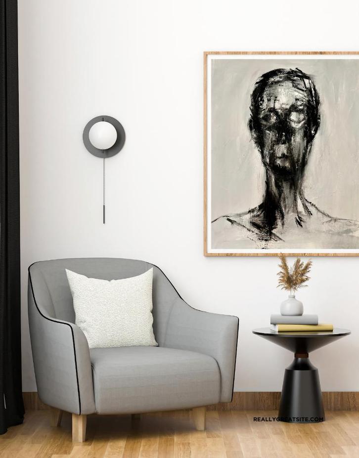 Schilderij peinture painting ‘Head01’ 60x50, Huis en Inrichting, Woonaccessoires | Schilderijen, Tekeningen en Foto's, Schilderij