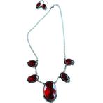 Ensemble de bijoux en argent 925 grenat, Avec pierre précieuse, Argent, Rouge, Enlèvement ou Envoi