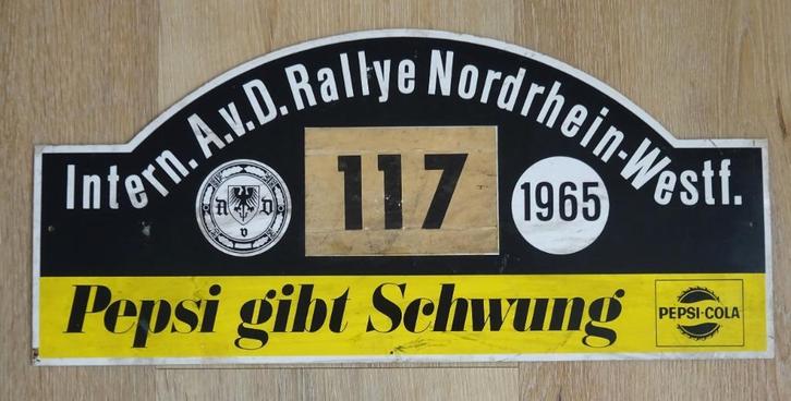 Rally plaat AVD Rallye Nordrhein Westfalen 1965, Verzamelen, Automerken, Motoren en Formule 1, Gebruikt, Auto's, Ophalen of Verzenden