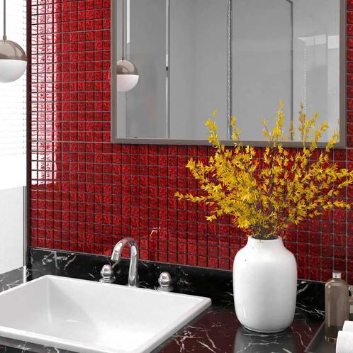 vidaXL Mozaïektegels 11 st 30x30 cm glas rood - 30% Korting!, Huis en Inrichting, Badkamer | Badkamermeubels, Zo goed als nieuw