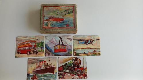 antieke houten puzzelblokkendoos/vervoermiddelen, Antiek en Kunst, Antiek | Speelgoed, Ophalen of Verzenden