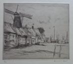 ARMAND APOL / LOT 2 WERKEN / ZW-W ETS / 34x38cm / SIG, Antiek en Kunst, Ophalen of Verzenden