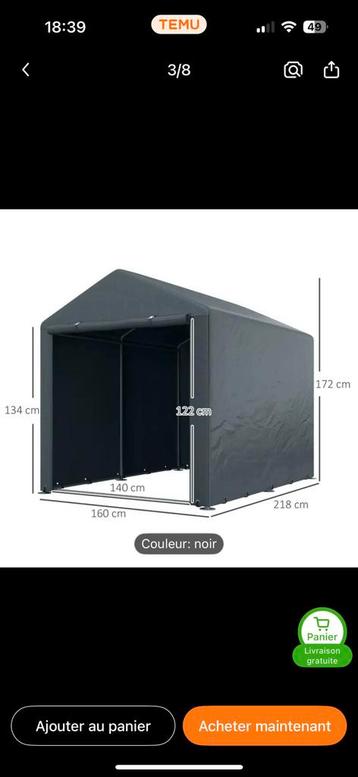 Abris de jardin 160 x 218 neuf emballé (prix neuf 237€), Enlèvement ou Envoi, Comme neuf