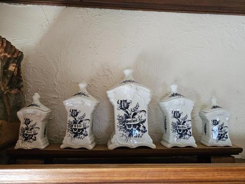 Set van 5 Delfts Blauwe voorraadpotten (keuken), Antiek en Kunst, Antiek | Keramiek en Aardewerk, Ophalen