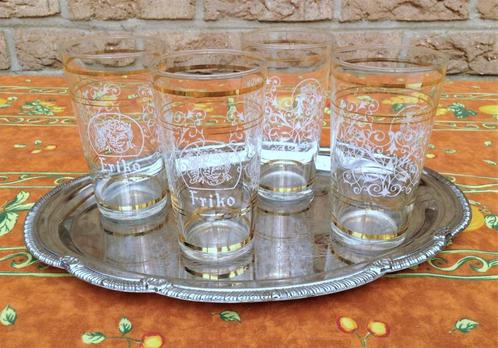 Vintage Limonade glazen Friko – Lauwe 4 stuks, Verzamelen, Glas en Drinkglazen, Zo goed als nieuw, Frisdrankglas, Ophalen of Verzenden