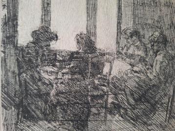 Ets Medard Maertens Vier vrouwen aan een tafel beschikbaar voor biedingen