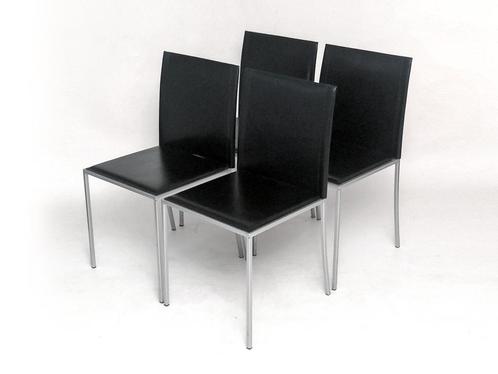 eetkamerstoelen Calligaris Italy 4x, Huis en Inrichting, Stoelen, Gebruikt, Vier, Kunststof, Leer, Metaal, Overige materialen