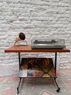 Table Vintage Design Mid Century Meuble Vinyle/Desserte Teck, Enlèvement, Comme neuf