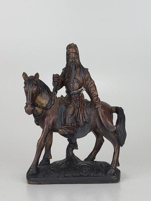 Chinees Bronzen Guan Yu Beeldje op Paard, Antiek en Kunst, Kunst | Niet-Westerse kunst, Ophalen of Verzenden