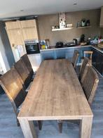 Eettafel met 6 stoelen en loungetafel, Huis en Inrichting, Tafels | Eettafels, Ophalen, Gebruikt, 200 cm of meer, 50 tot 100 cm