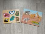 2 houten dieren puzzels, Kinderen en Baby's, Speelgoed | Kinderpuzzels, Minder dan 10 stukjes, Zo goed als nieuw, Ophalen