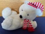 Peluche ours polaire avec écharpe et bonnet rouge/blanc, Comme neuf, Enlèvement ou Envoi, Ours