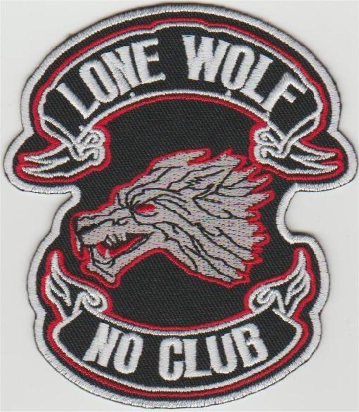 Lone Wolf No Club stoffen opstrijk patch embleem #7, Motoren, Accessoires | Stickers, Verzenden
